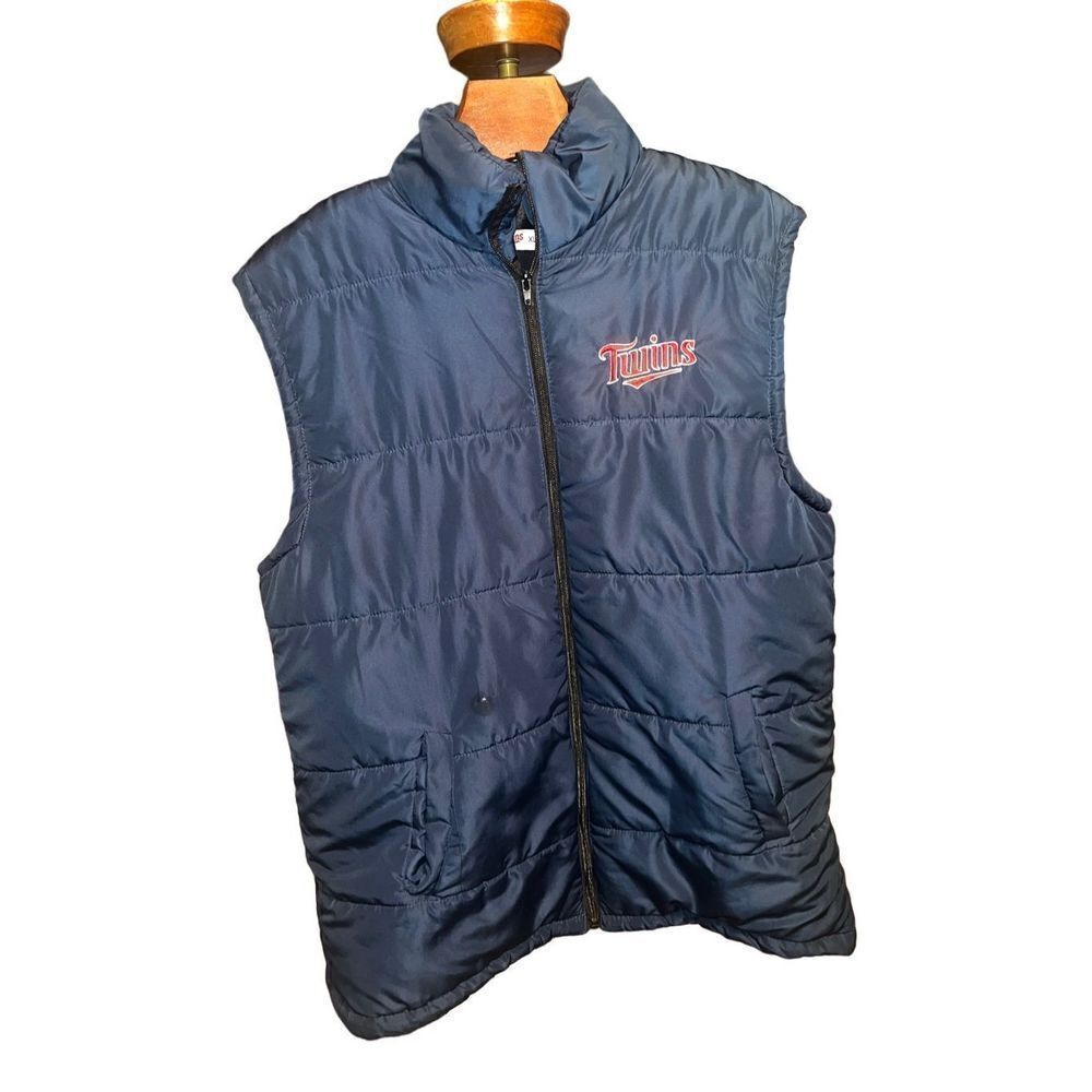 Minnesota Twins Vest Extra Large XL Blue Full Zip Puffer Logo Pockets Ford Mens
